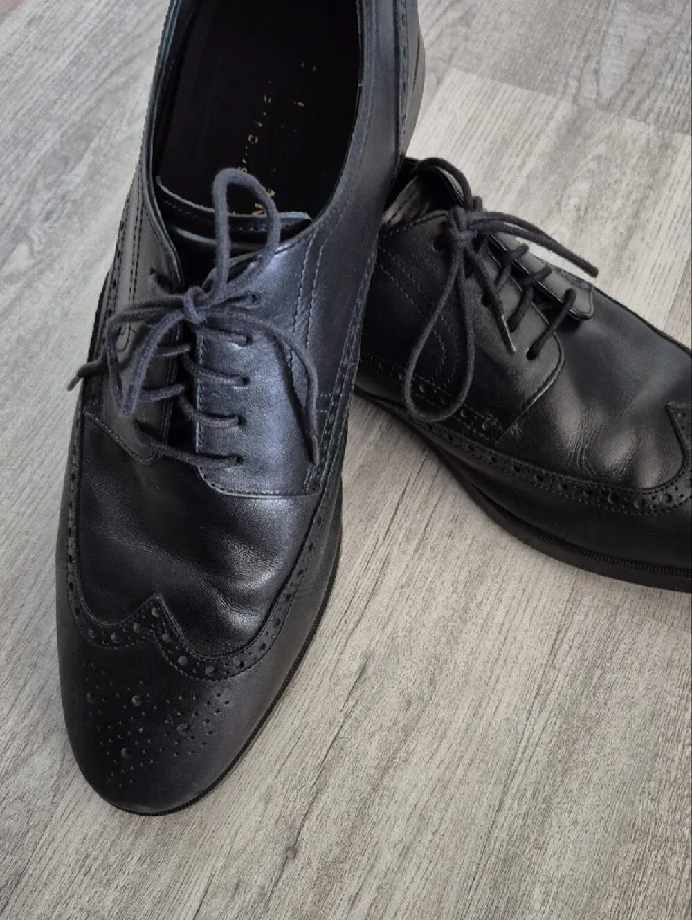 Cole Haan Black Leather Wingtip Oxford Shoes